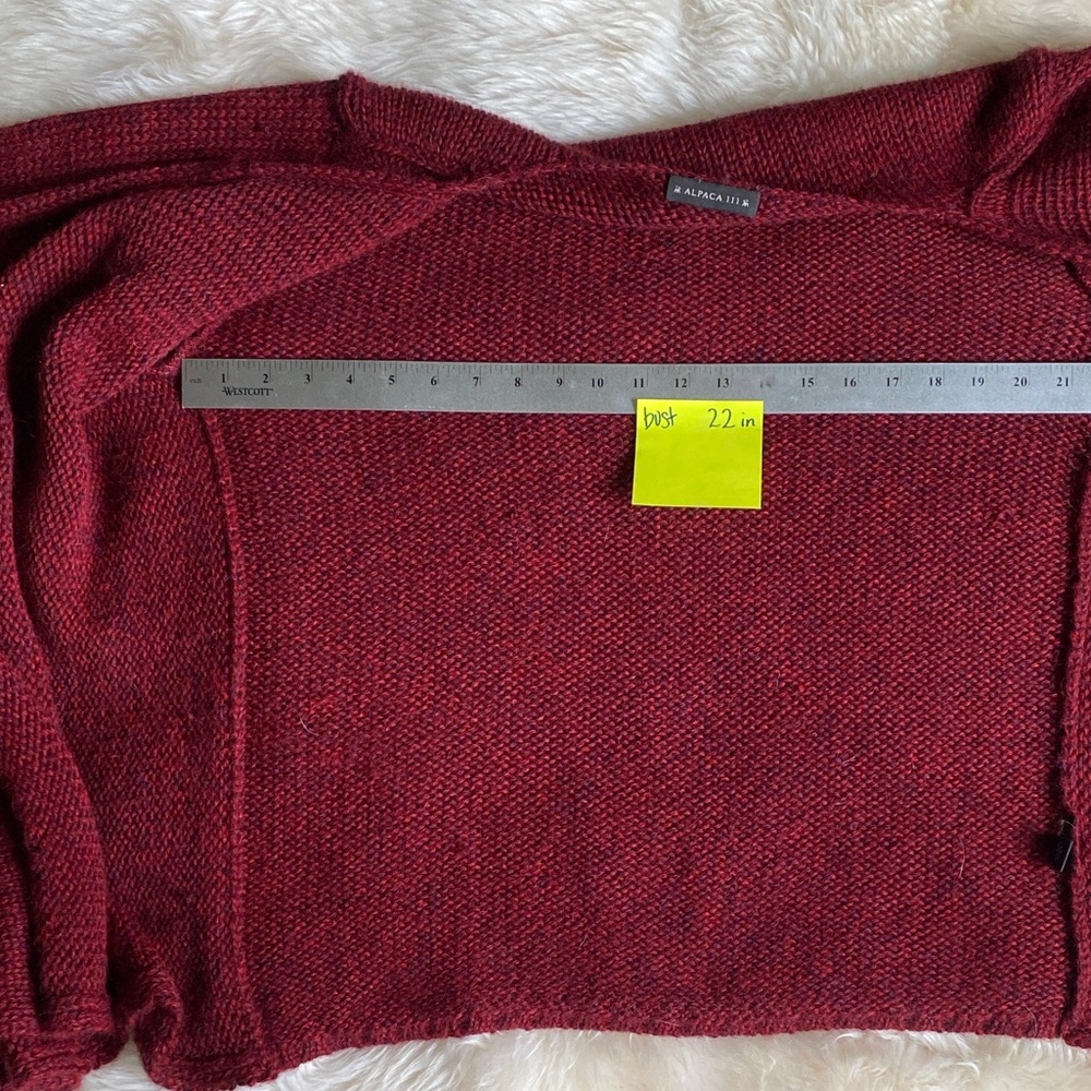 100% Alpaca Burgundy Drape Front Cardigan size L - Picture 6 of 6